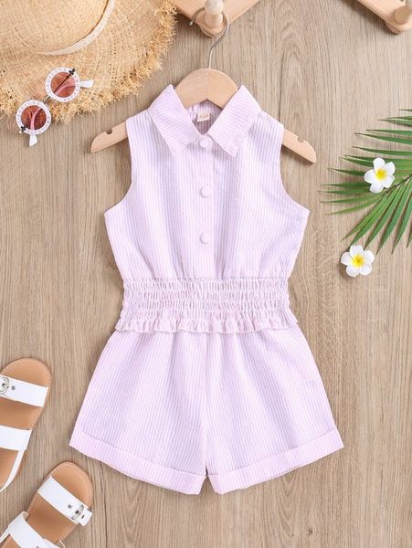 

toddler girls striped shirred frilled waist shirt romper she, Blue