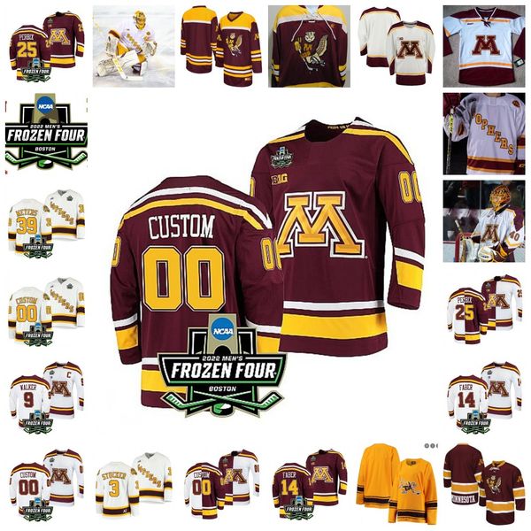 

2022 ncaa frozen four championship minnesota golden gophers hockey jersey custom 58 sampo ranta 40 mat robson 2 tyler nanne (c) 9 sammy walk, Black