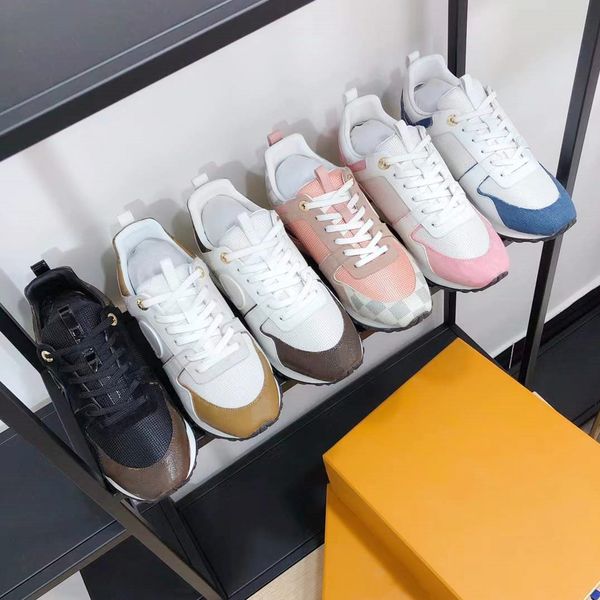 

women casual running shoes classic print denim mesh leather stitching low-thick soled heightening sport shoe luxury designer platform sneake