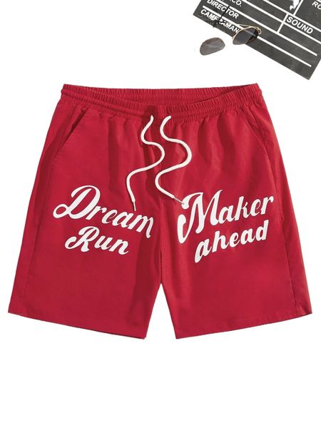 

men letter graphic drawstring waist shorts z6zx#, White;black