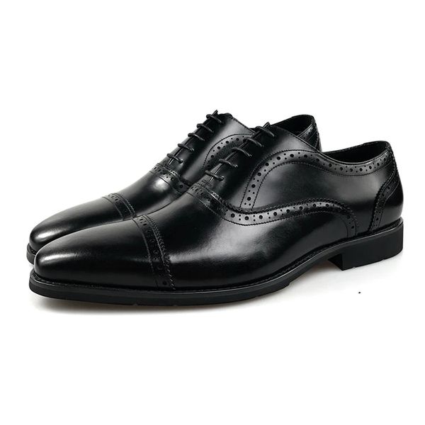 Business echte Männer Leder Italienische Designer formelle Oxford -Schuhe mit schwarzblau