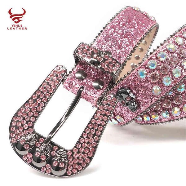 

wtern rhinton belts strap women colorful studded skull bling fashion pink belt bb simon2746, Black;brown