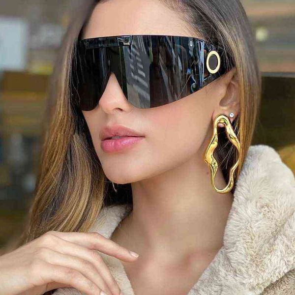 

shield visor oversized mask sunglasses women men windproof sun glasses one peice big frame goggles shades sport uv400 clear lens, White;black