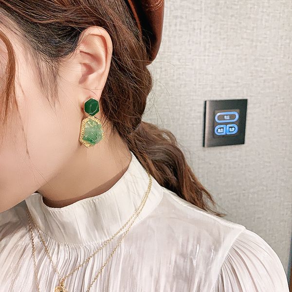

925 silver needle european and american exaggerated geometry irregular earrings korean retro gravel ins earrings online influencer eardrop, Golden