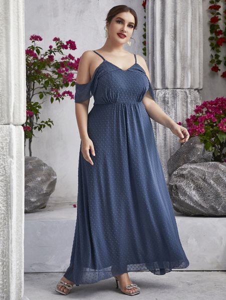 

plus swiss dot cold shoulder dress b1bj#, Black