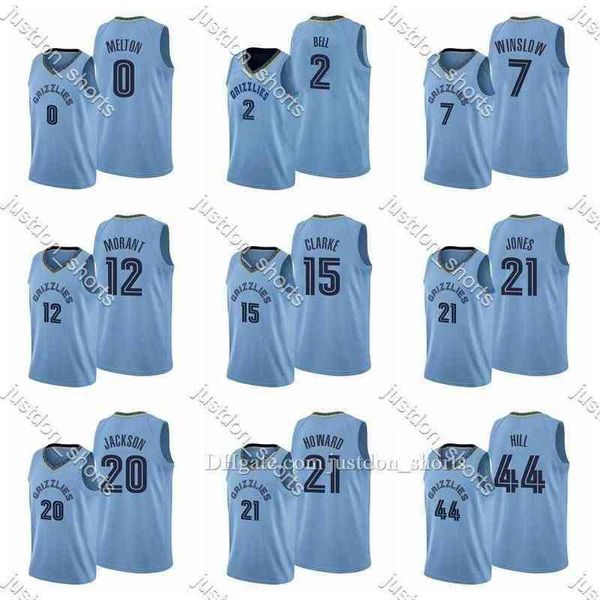 

''nba''jerseysmens ja morant 12 tyus jones 21 brandon clarke 15 customize city blue edition press basketball jerseys sti, Black