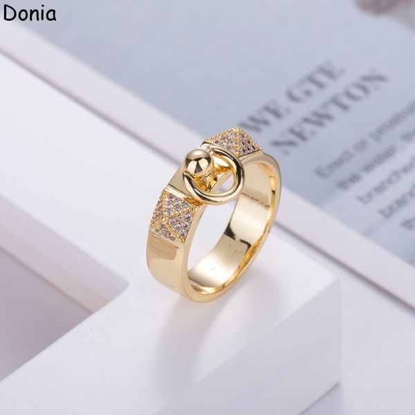 

donia jewelry luxury ring exaggerated european and american fashion pig nose titanium micro-inlaid zircon creative designer with box, Silver