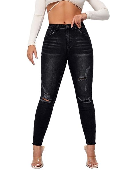 

sxy washed ripped skinny jeans b2ej#, Blue