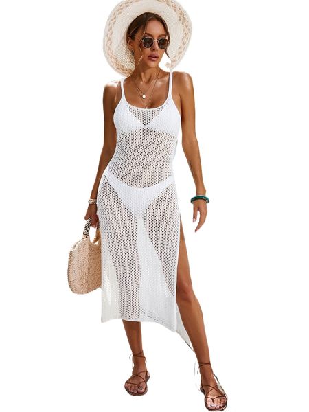 

hollow out split thigh cover up dress without bikini r4kg#, White;black