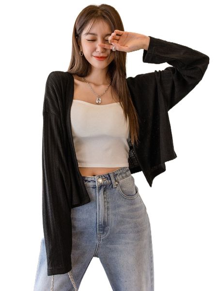 

dazy solid drop shoulder crop without cami t5cd#, White