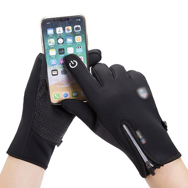 Warme Winter-Fahrradhandschuhe, wasserdicht, winddicht, andere Heimtextilien, rutschfest, für den Außenbereich, Thermohandschuh und Samt, für Männer und Frauen, Reißverschluss, Touchscreen, WH0022