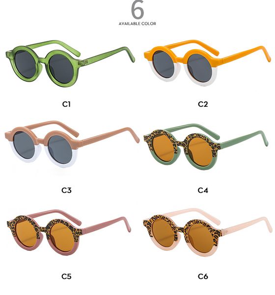 

baby sunglasses fashion leopard sun glasses cartoon round frame children cute anti uv designer glasses summer sunscreen shades eyeglasses b7, Blue