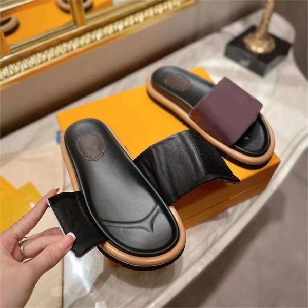 

30% off 2022 sandals new design slippers women summer thick bottom luxury brand chic mules beach shoes woman slides mixed colors fashion, Black