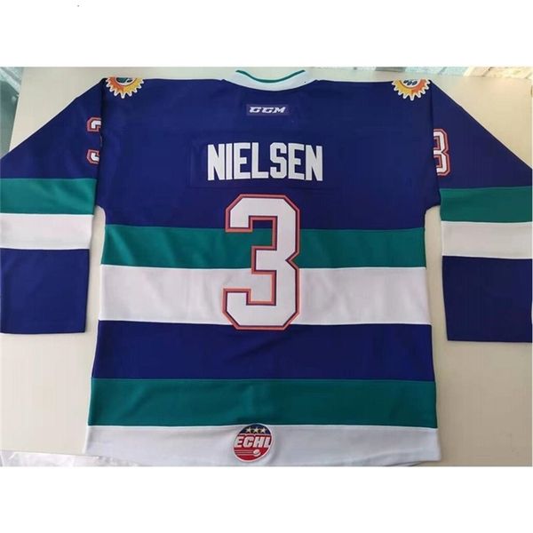 

nc74 custom hockey jersey men youth women vintage echl orlando solar bears 3 carl nielsen high school size s-6xl or any name and number jers, Black