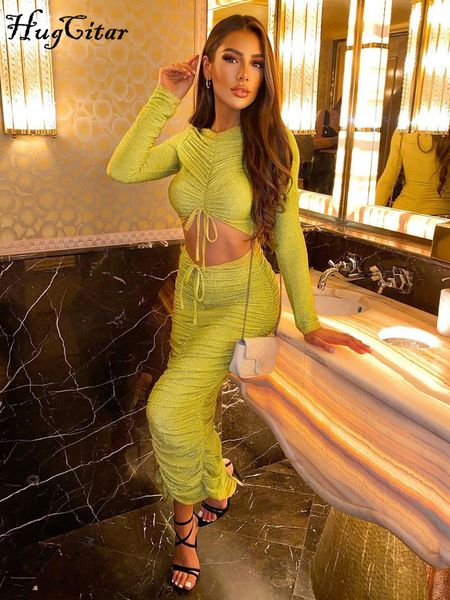 

shine bling rudhed long sleeves hollow our strings midi dress 2022 fashion evening party women elegant streetwear y2k, Black;gray