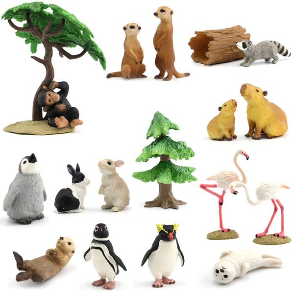 

japanese genuine rement sealife farm wild lion animal king sets cute sea otter raccoon capybara meerkat timon figure kids gift 220531