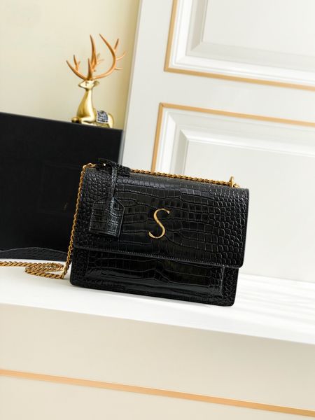 

fashion women leather bag shoulder handbag purse original box cross body messenger chain lady bags handbags designer alligator