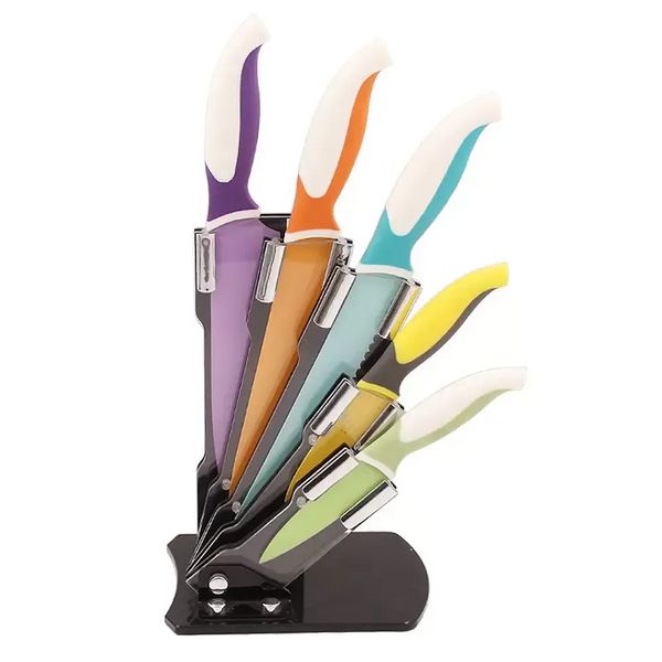Neues Küchenmesser, farbiges Kochmesser-Set, 5-teilig, mit Acrylständer