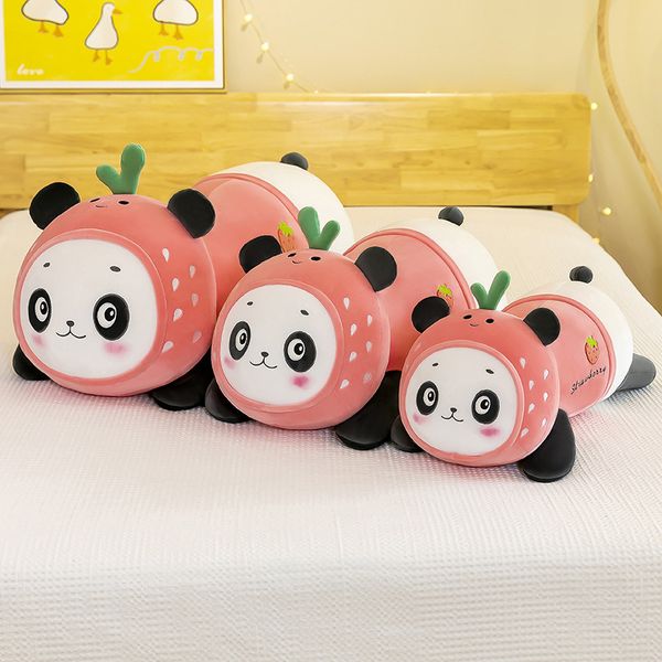 Bambole giocattolo in peluche con panda a forma di frutta da 55 cm, con striscia lunga, per ragazze, che dormono