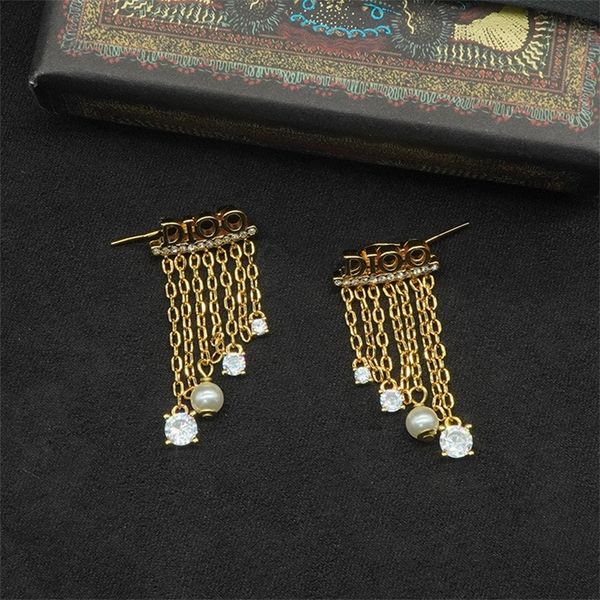 

80% off outlets letter size tassel design sense earrings female light luxury fashion jewelry, Golden