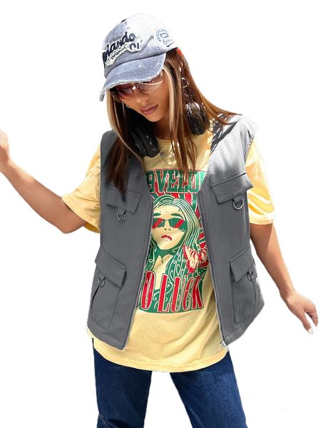 

flap pocket d-ring detail jacket 94bk#, Black;brown