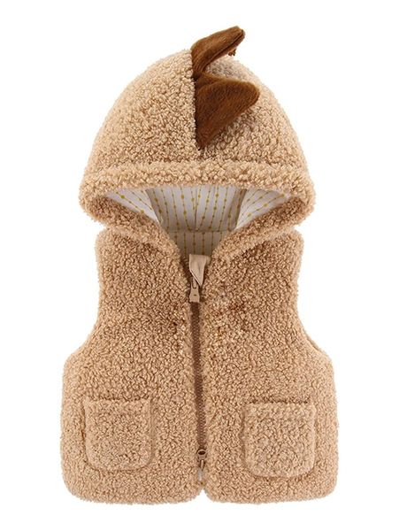 

toddler boys zip up 3d design hooded teddy vest coat she, Blue;gray