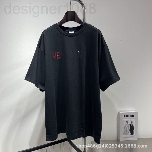 

women's t-shirt designer [correct version]22 spring new urban loose cotton round neck dimension color diamond letter t-shirt pullover g, White