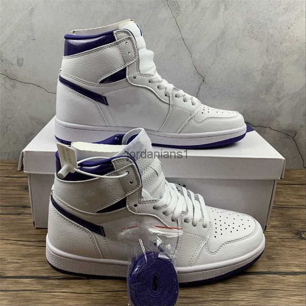 

jumpman 1 high og shoes white purple outdoor sports sneakers with box