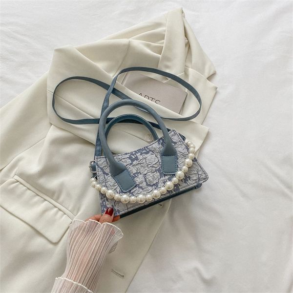 

women 3 colours pearl chain handbag artwork flap vintage fashion bag