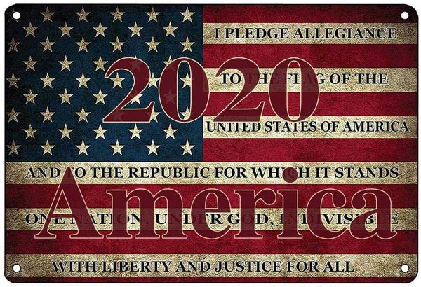 

commemoration of 2020 american flag vintage tin sign