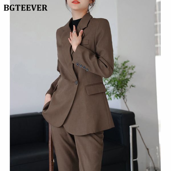 

chic ladies 2 pieces blazer set long sleeve suit jackets &amp high waist pants elegant women trouser suits 2022 spring, White