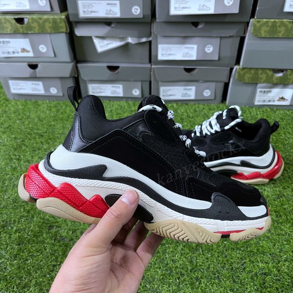 

designer 17fw triple s men women casual shoes sneakers platform tan clear sole black white grey red pink blue royal neon green mens trainers