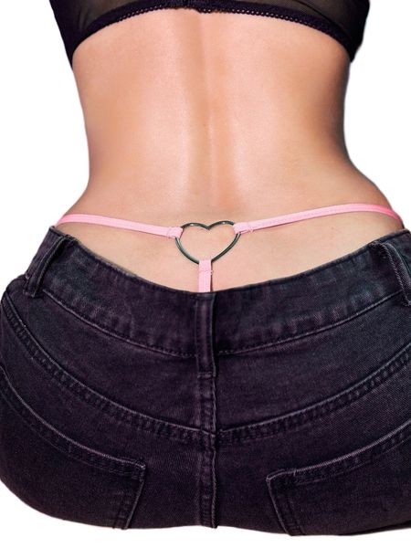 

romwe fairy grunge solid heart-ring linked thong 46eo#, Black;red