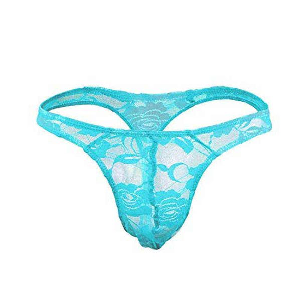 Homens Sexy Underwear Calcinha Lace Sexy Translúcido Thong T Calças Moda Sexy Lace Cheio Branco Vermelho Vermelho Roxo Roxo Céu preto W220324