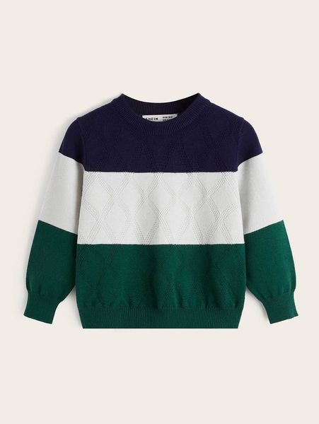 

toddler boys colorblock pattern lantern sleeve sweater she, Blue