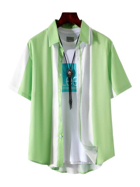 

men random striped colorblock shirt without tee z379#, White;black