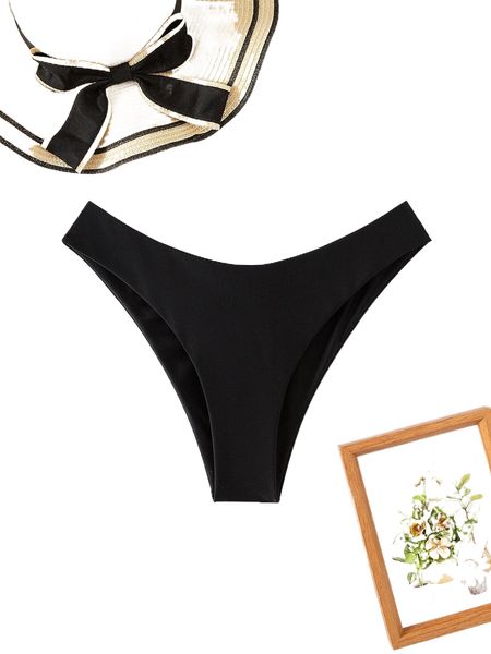 

solid high cut bikini bottom w3gw#, White;black