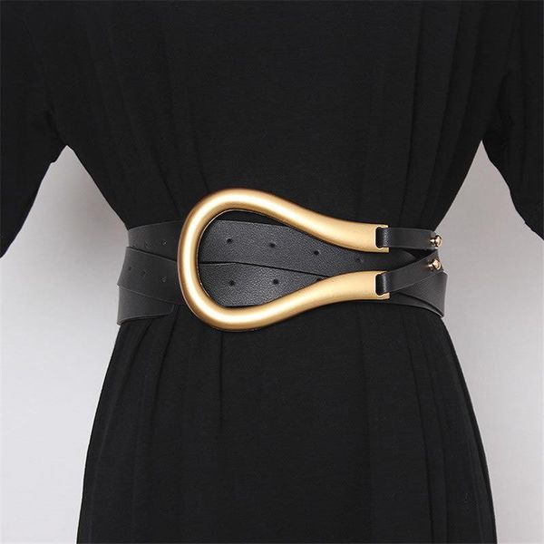 Cintos mulheres moda metal curvado grande ferradura fivela importada de couro de microfibra dupla dmy1859belts