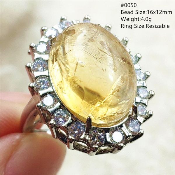 Ringos de cluster Anel de citrino amarelo natural Anel ajustável Mulher 18x13mm Cleto Faceted Beds 925 Silver Rechy AaaaAbluster