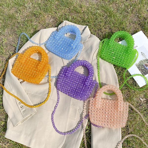 

evening bags handmade woven bag multi-color beads women's transparent crystal beaded ins handbag cross-body diy