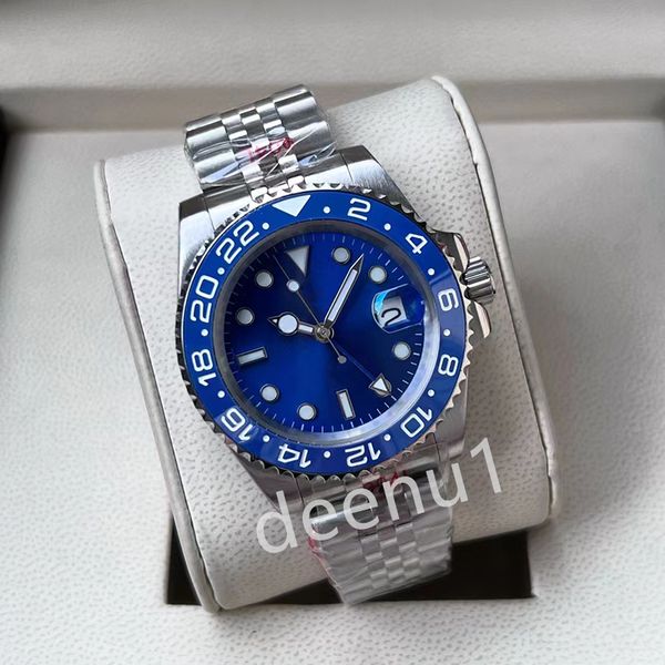 

mechanical automatic men's watches stainless steel watch fashion luminous sapphire swim wristwatch 40mm watch montre de luxe, Slivery;brown