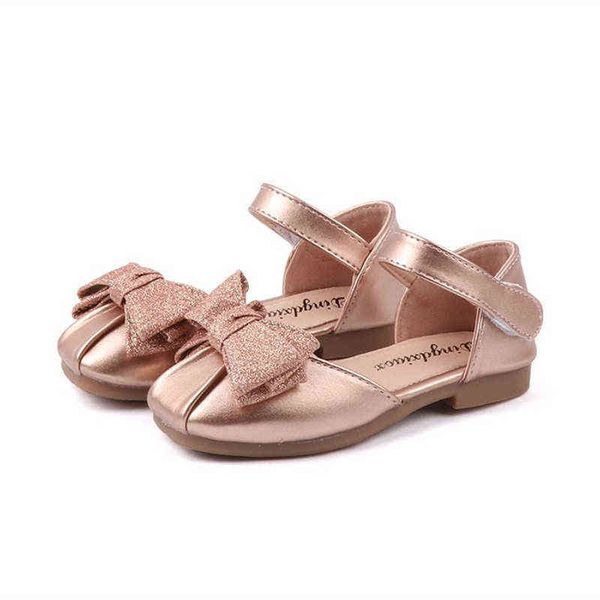 

kids shoes girls shoes flats princess wedding party leather shoes with glitter bow bowtie children mary janes sweet soft 2022 g220418, Black;red