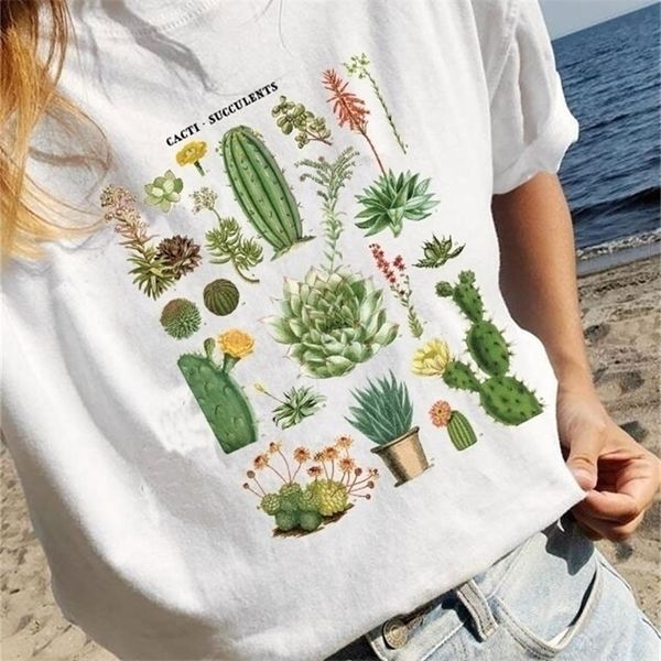 Kuakuayu-jbh 1pcs Plant Prant Pranted Cacti Desert Graphic Teevintage Botanical Desert Foot-Tucson Graphic Tee T200110