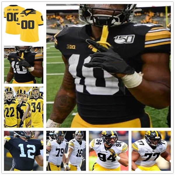 

xflsp custom 4 nate stanley iowa hawkeyes 94 adrian clayborn 12 ricky stanzi 14 desmond king 16 c.j beathard football college stitched jerse, Black
