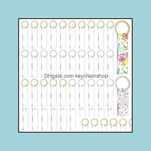 

key rings jewelry 40pieces blanks song chain acrylic keychains blank transparent rec discs with 30pieces metal drop delivery 2021 wquyl, Slivery;golden