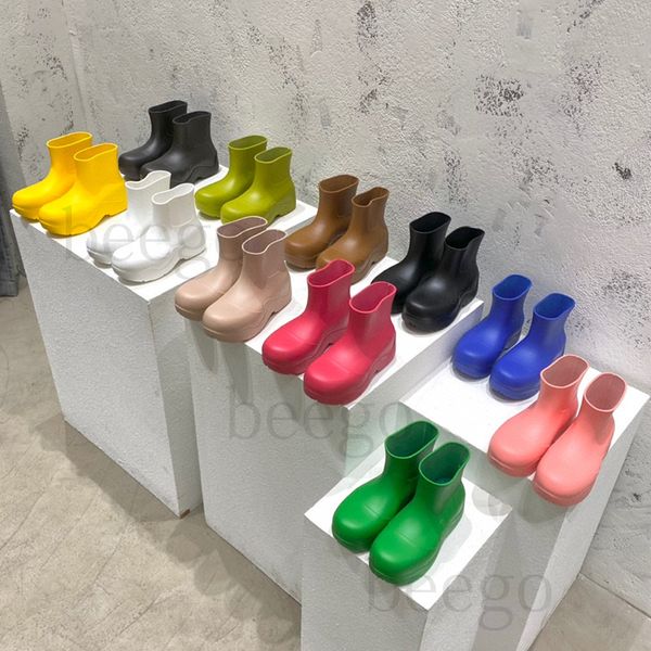 

puddle candy colors waterproof ankle boots biodegradable designer luxury women thick bottom height 5.5cm rain boot rubber womens for platfor, Black