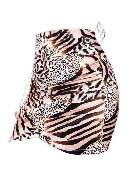 

sxy zebra striped & leopard bodycon skirt e0h7#, Black