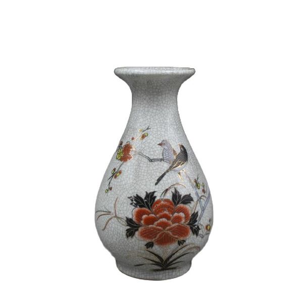 

china old painted golden flower and bird porcelain vase, Silver