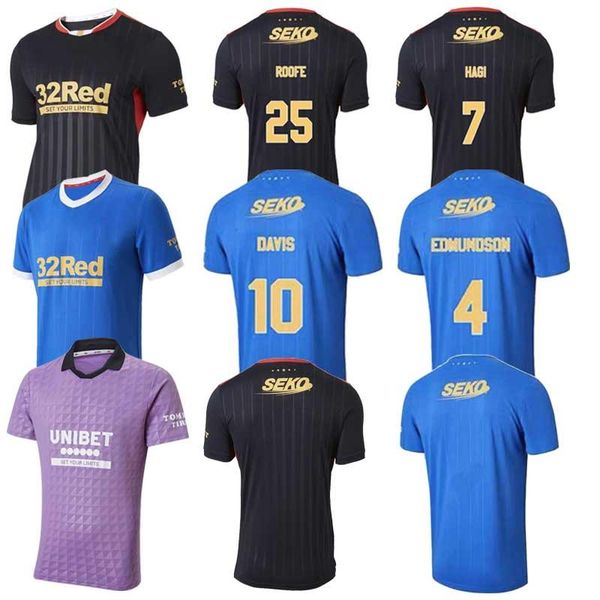 

2021 2022 rangers 150th anniversary soccer jerseys third away glasgow training champions 55 defoe hagi barker tavernier 21 22 football shirt, Black;yellow