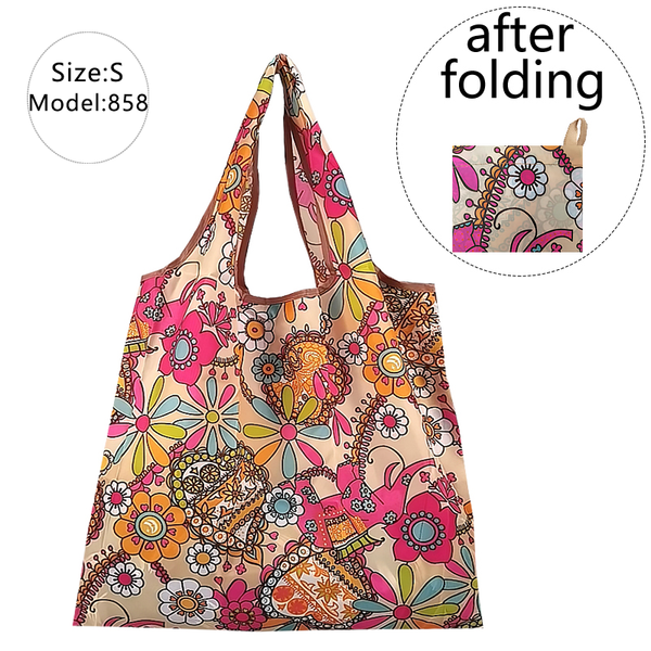 

small nylon eco shopping bags storage sturdy portable flower kawaii grocery reusable foldable tote travel machine washable